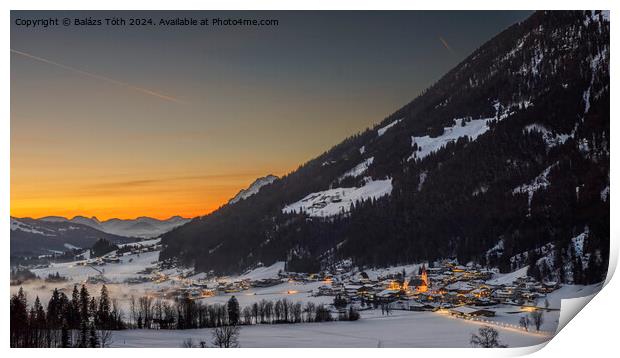 sundown over the mountains of Tirol Print by Balázs Tóth