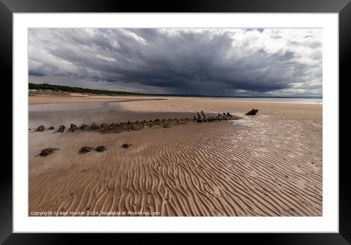 Shipwreck and Storm Framed Mounted Print by Ken Hunter