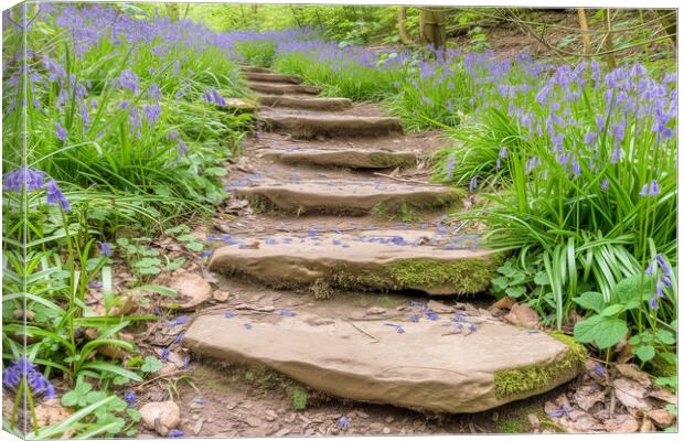 Bluebell Steps North Yorkshire Canvas Print by T2 