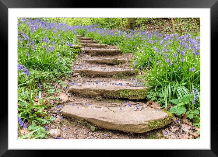 Bluebell Steps North Yorkshire Framed Mounted Print by T2 