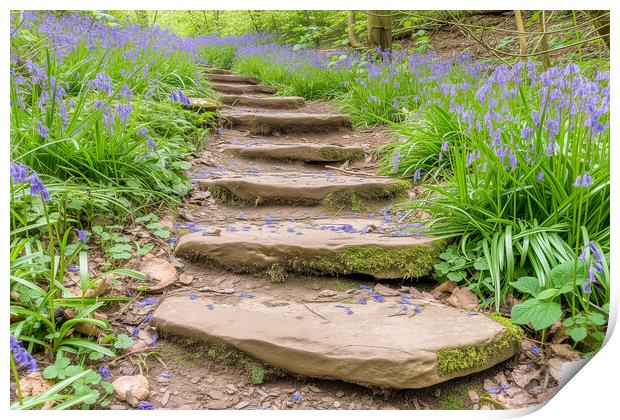 Bluebell Steps North Yorkshire Print by T2 