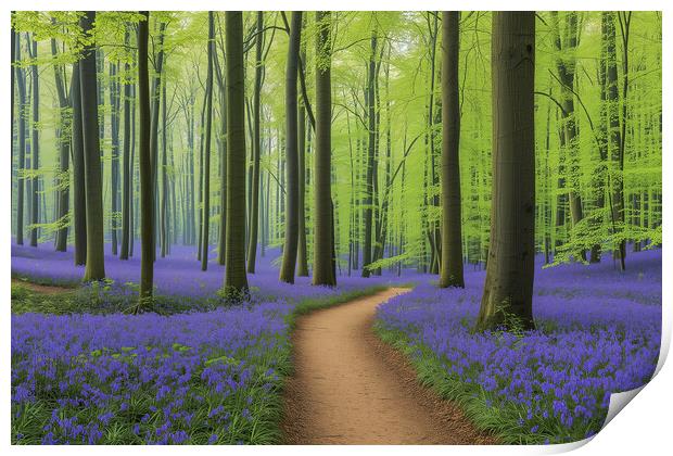 Bluebell Woods ~ Painterly Woodland Path Print by T2 