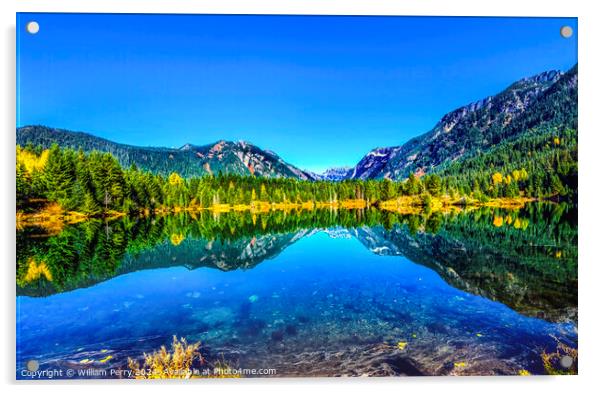 Gold Lake Reflection Mt Chikamin Peak Snoqualme Pass Washington Acrylic by William Perry