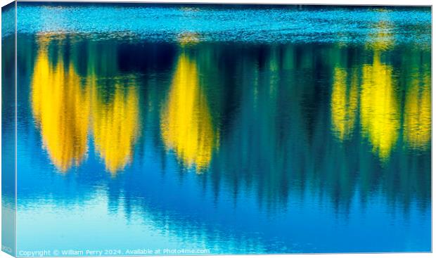 Blue Water Yellow Trees Abstract Gold Lake Autumn Washington Canvas Print by William Perry