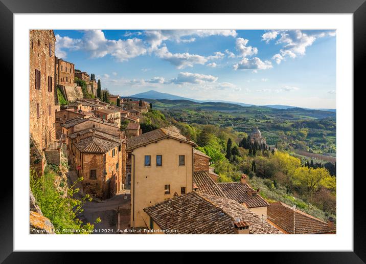 Montepulciano village panoramic view. Tuscany Italy Framed Mounted Print by Stefano Orazzini