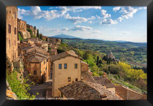 Montepulciano village panoramic view. Tuscany Italy Framed Print by Stefano Orazzini