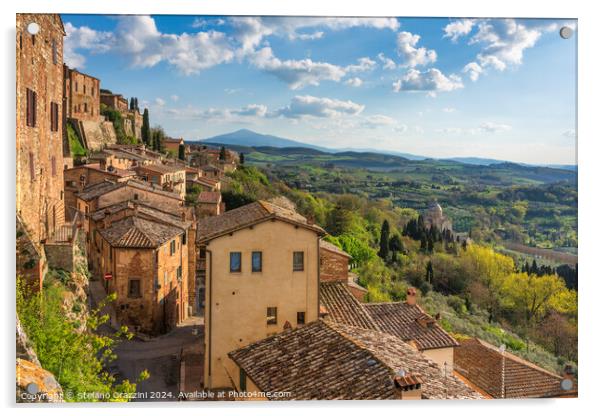 Montepulciano village panoramic view. Tuscany Italy Acrylic by Stefano Orazzini