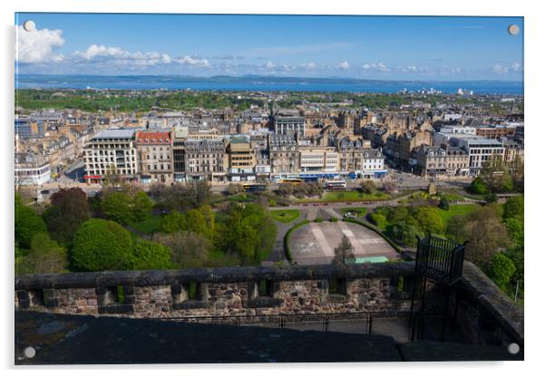 Edinburgh City View From The Castle Acrylic by Artur Bogacki