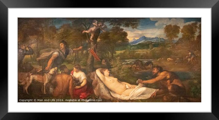 A group of people around each other Framed Mounted Print by Man And Life