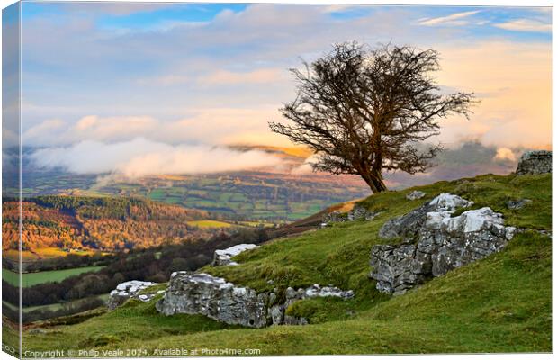 Cloud Covered Pen Cerrig Calch from the Moors. Canvas Print by Philip Veale