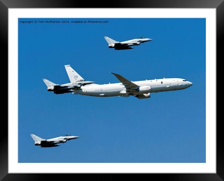 Poseidon MRA1 flanked by three Typhoon FGR.Mk 4  Eurofighters Framed Mounted Print by Tom McPherson