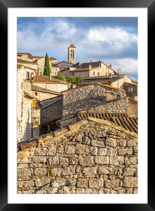 Balazuc village from the roofs, one of the most beautiful villag Framed Mounted Print by Laurent Renault