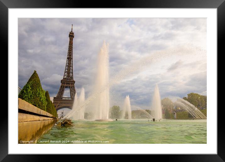 Eiffel Tower viewed through the Trocadero Fountains in Paris Framed Mounted Print by Laurent Renault