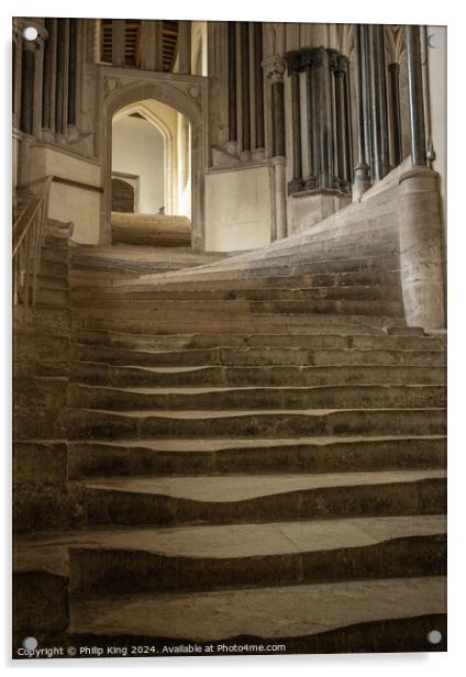 Sea of Steps - Wells Cathedral Acrylic by Philip King