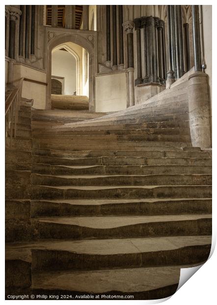 Sea of Steps - Wells Cathedral Print by Philip King