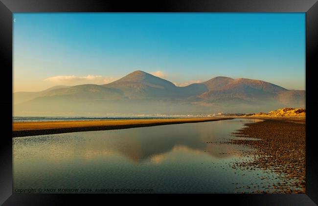 Mourne Mountains Misty Sunrise Framed Print by ANDY MORROW
