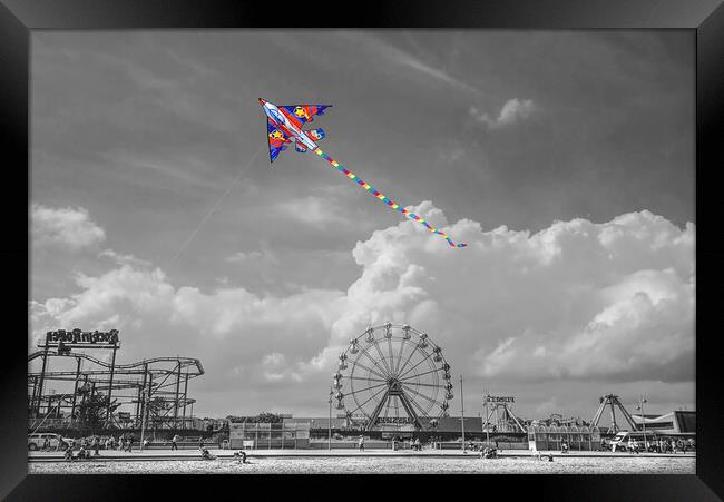 Skegness High Flying Kite Framed Print by Alison Chambers
