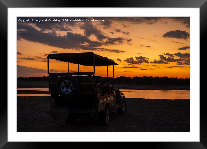 Luangwa River sunset, Zambia Framed Mounted Print by Angus McComiskey