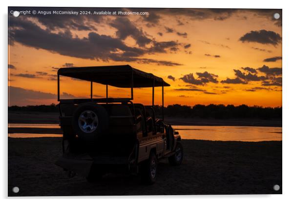 Luangwa River sunset, Zambia Acrylic by Angus McComiskey