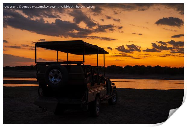 Luangwa River sunset, Zambia Print by Angus McComiskey