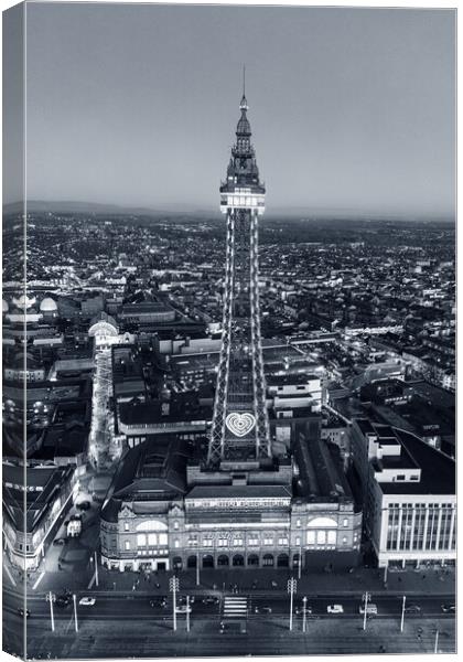 Blackpool Tower Mono Canvas Print by Apollo Aerial Photography