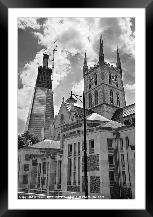 The Shard and Southwark Cathedral, London Framed Mounted Print by Dave Turner