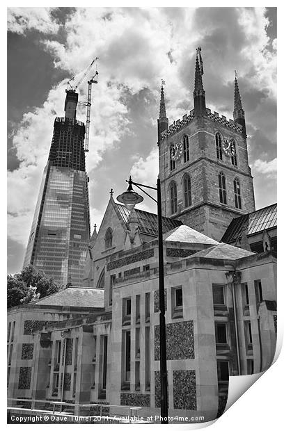 The Shard and Southwark Cathedral, London Print by Dave Turner