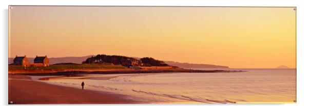 Prestwick beach sunset Acrylic by Allan Durward Photography