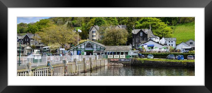 Ambleside Pier Waterhead panoramic Framed Mounted Print by Diana Mower