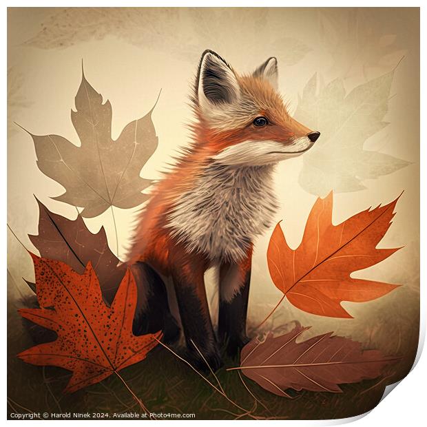 Autumn Fox Print by Harold Ninek