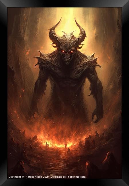 The Devil's Dominion Framed Print by Harold Ninek
