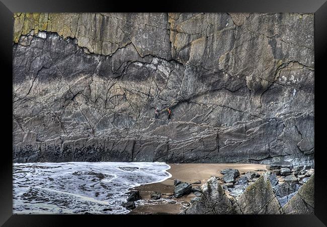 Rock Climbing on Baggy Point Framed Print by Mike Gorton