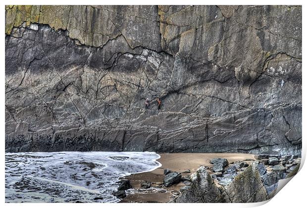 Rock Climbing on Baggy Point Print by Mike Gorton