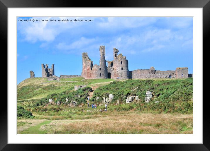 Ruins of Dunstanburgh Castle in Northumberland Framed Mounted Print by Jim Jones
