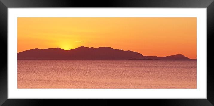 A Prestwick sunset, behind Arran Framed Mounted Print by Allan Durward Photography