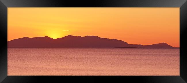 A Prestwick sunset, behind Arran Framed Print by Allan Durward Photography