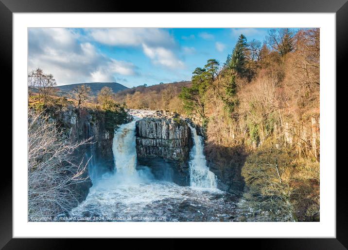 High Force Waterfall in Spate in January Sun Framed Mounted Print by Richard Laidler