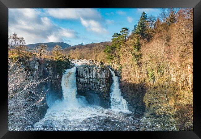 High Force Waterfall in Spate in January Sun Framed Print by Richard Laidler