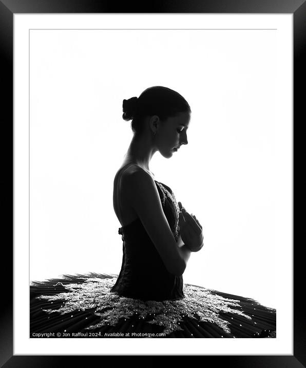 Silhouetted Ballerina  Framed Mounted Print by Jon Raffoul
