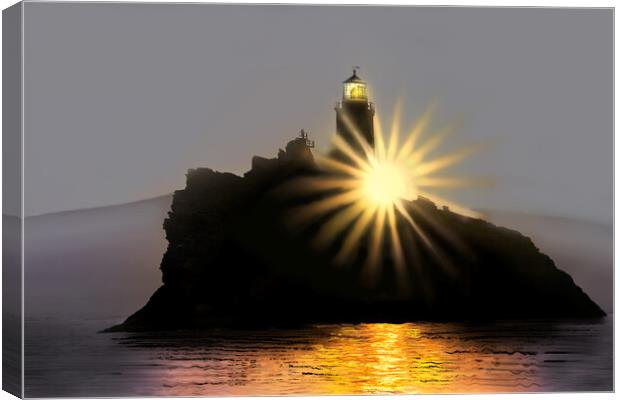 Godrevy Lighthouse Sunrise Canvas Print by Alison Chambers