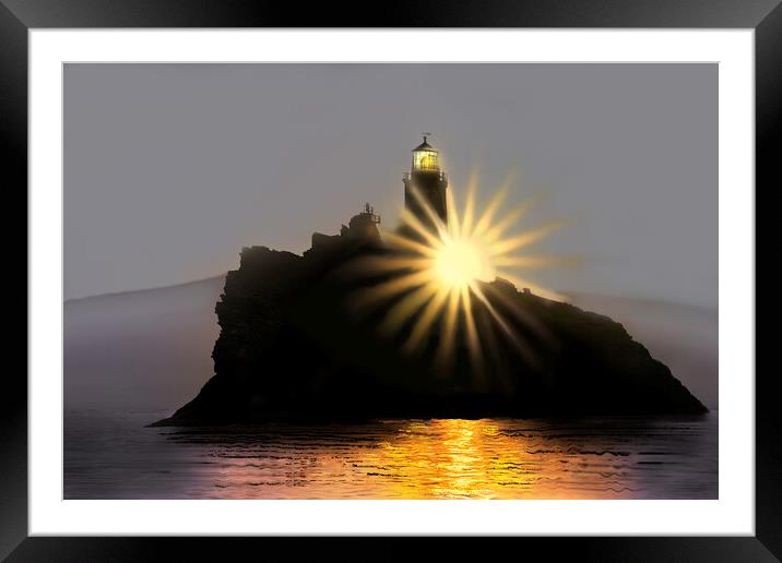 Godrevy Lighthouse Sunrise Framed Mounted Print by Alison Chambers