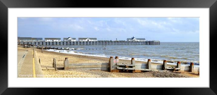 Southwold Pier Panoramic Framed Mounted Print by Diana Mower