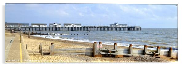 Southwold Pier Panoramic Acrylic by Diana Mower