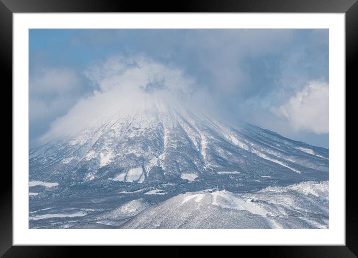 Mt Yotei Midwinter Framed Mounted Print by Alex Fukuda