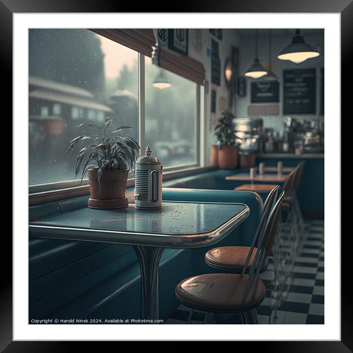 Empty Diner Framed Mounted Print by Harold Ninek