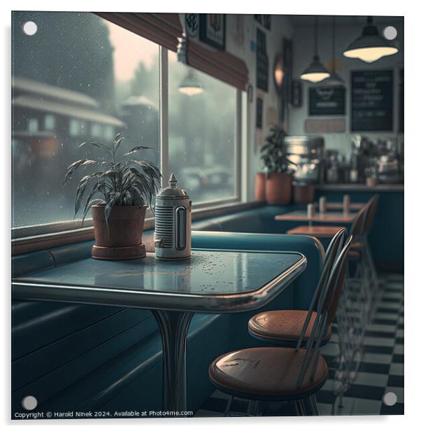 Empty Diner Acrylic by Harold Ninek