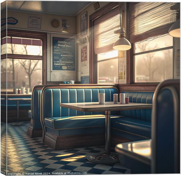Late Afternoon in the Diner Canvas Print by Harold Ninek