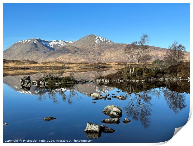 Black Mount and Loch Nah Achlaise , the Highlands of Scotland Print by Photogold Prints