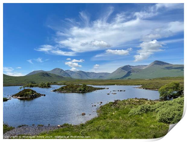 Black Mount and Loch Nah Achlaise , the Highlands of Scotland Print by Photogold Prints