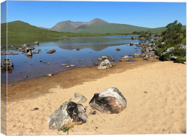 Loch Nah Achlaise , Black Mount in the Highlands of Scotland Canvas Print by Photogold Prints